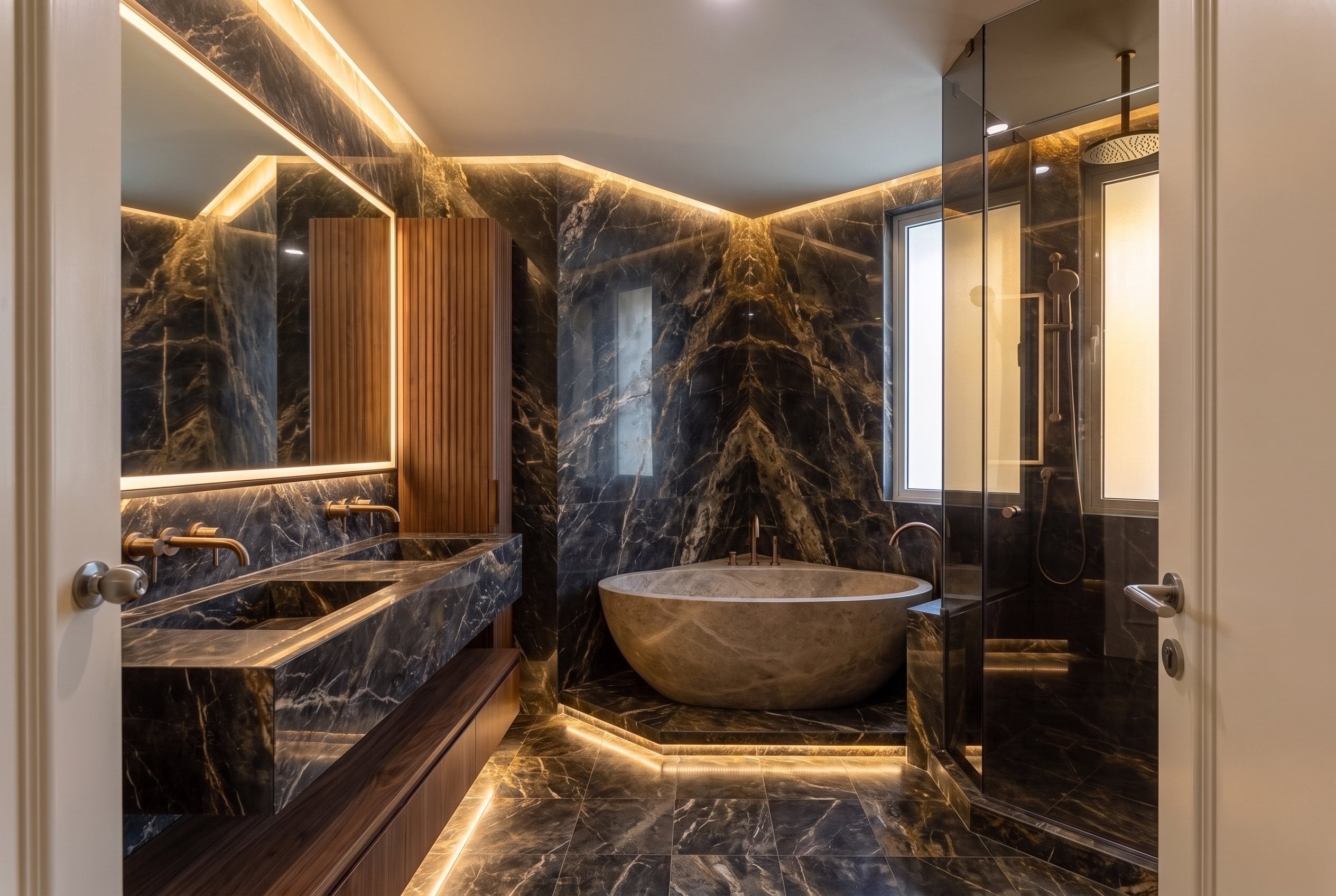 Condominium master bathroom, after